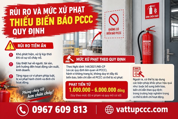 Rủi ro và mức xử phạt thiếu biển báo PCCC quy định